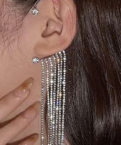 Rhinestone Tassel Ear Climber